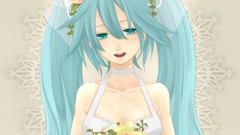 Flowers faces hatsune miku vocaloid wedding dresses
