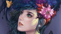 Flowers fantasy art Butterflies