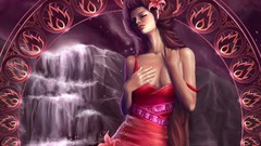 Flowers fantasy fire woman Marta Dahlig