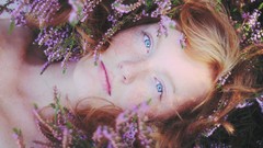 Flowers fields blue eyes redheads