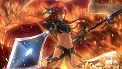 Flowers fire weapons Lilies roses armor navel Swords stockings 