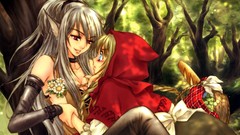 Flowers food Little Red Riding Hood Wolves red eyes blondes 