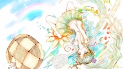 Flowers food skirts anime girls green eyes vocaloid flower 