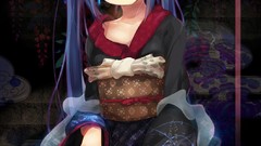 Flowers fun blue hair long hair blue eyes hatsune miku vocaloid 