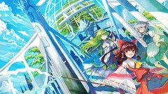 Flowers Games Trees clouds weapons Knives staff white hair red 