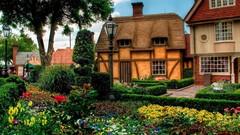 Flowers Garden old house cityscapes
