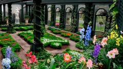 Flowers Garden Pillars vines ivy
