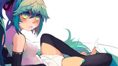 Flowers gloves blush long hair blue eyes green eyes hatsune 