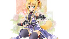 Flowers gloves Ribbons blondes anime girls green eyes animal 