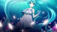 Flowers gloves white dress hatsune miku vocaloid flower petals 