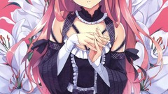 Flowers Gothic dress bows blush pink hair long hair anime girls 