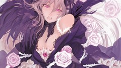 Flowers Gothic roses pink eyes anime girls rozen maiden open 