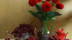 Flowers grapes fruits