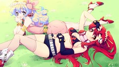 Flowers grass red Anime anime girls boots tengen toppa gurren 