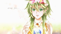 Flowers green eyes vocaloid green hair