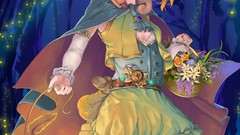 Flowers hats anime girls brunettes forests original characters 