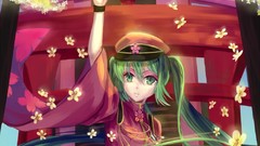 Flowers hats gloves stockings outdoors long hair green eyes 