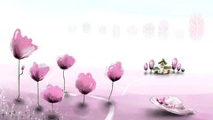 Flowers hats pink flowers houses artistic