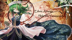 Flowers hats Ribbons side view closed eyes short hair green 