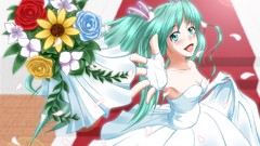 Flowers hatsune miku vocaloid twintails wedding dresses aqua 