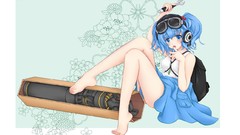 Flowers headphones anime girls goggles touhou