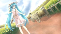 Flowers headphones Anime hats anime girls hatsune miku vocaloid 