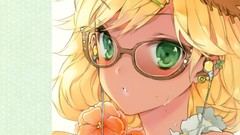 Flowers headphones glasses blondes green eyes hoshii miki 