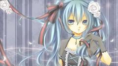 Flowers headphones gloves Ribbons hatsune miku vocaloid hair 