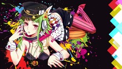 Flowers headphones hats Shorts red eyes tattoos multicolor pink 
