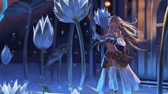 Flowers headphones long hair anime girls vocaloid megurine luka 