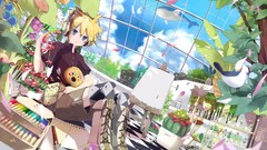 Flowers headphones male boots vocaloid kagamine len anime boys