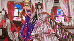 Flowers horns gloves blondes long hair indoors bangs hakurei 