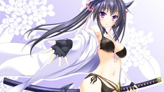 Flowers horns navel bra purple eyes cleavage underwear panties 