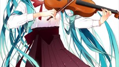 Flowers instruments violins anime girls hatsune miku vocaloid