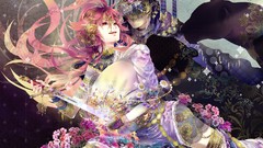 Flowers Jewelry Swords masks pink hair smiling hair ornaments 