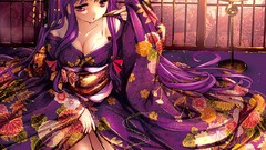 Flowers kimono anime girls touhou patchouli knowledge Japanese 