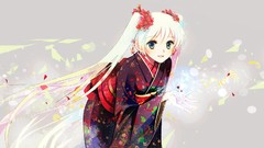 Flowers kimono long hair twintails Japanese clothes