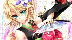Flowers kimono vocaloid kagamine rin