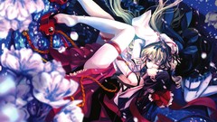 Flowers kissing anime girls hakurei reimu misaki kurehito 