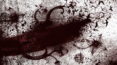 Flowers leaves abstract grunge digital art