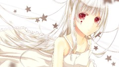 Flowers leaves Anime dress red eyes blondes long hair anime 