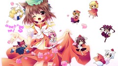 Flowers leaves groups food Anime dress tie Chibi blush braids 