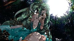 Flowers leaves nature Trees Plants dress sitting long hair 