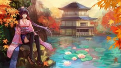 Flowers leaves nature Trees water Plants Water Lilies sitting 