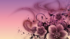 Flowers leaves pink abstract