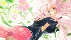 Flowers leaves Plants white hair skirts long hair anime girls 