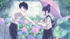 Flowers leaves rain Plants Umbrellas Bags outdoors skirts anime 