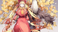 Flowers leaves wings Anime dress Shinku white hair anime girls 