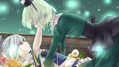 Flowers lights tears dress hats white hair Ribbons long hair 