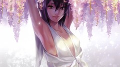 Flowers long hair anime girls purple hair artwork original 